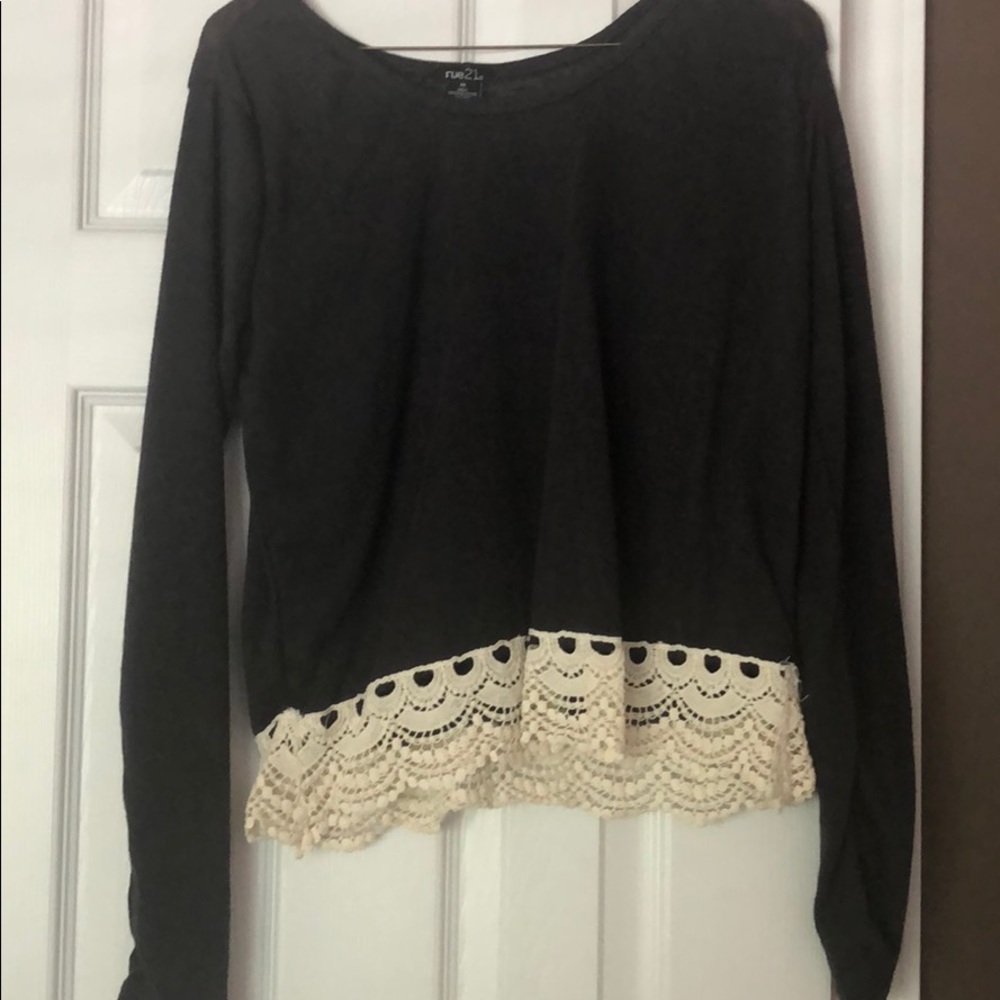 Black shirt with White lace